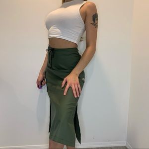 Girl Stuff-90s Army Green Cargo Midi Skirt